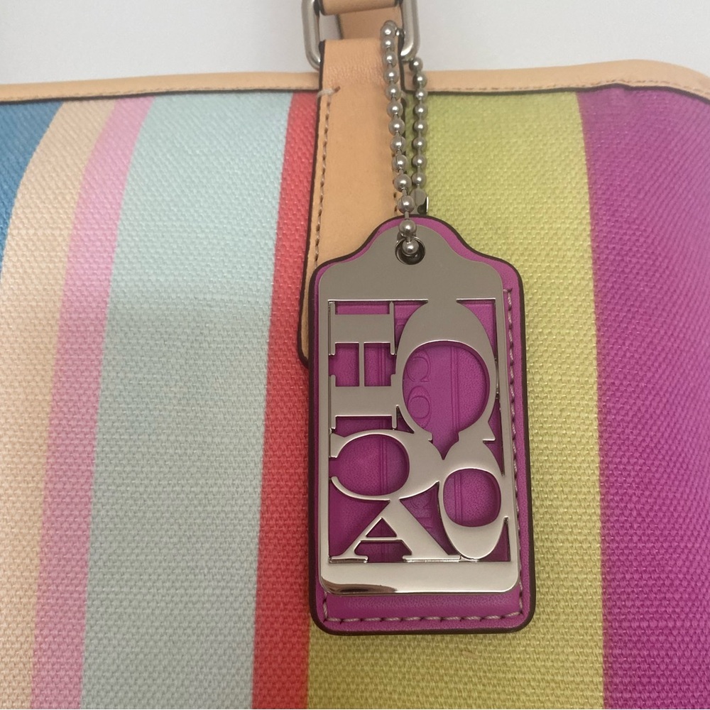 Coach Hampton Weekend Multicolor Striped Tote & Dustbag - NWOT!! - Picture 2 of 13